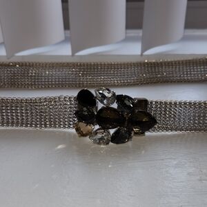 Oscar De La Renta Belt Mesh Metal Gold 1 Crystal Missing